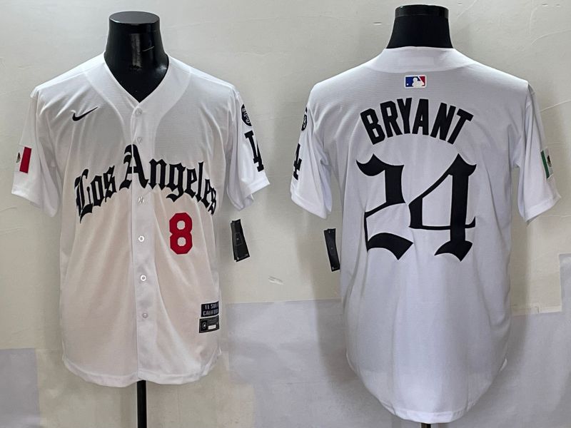 Men Los Angeles Dodgers #24 Bryant White Five generations Joint Name 2025 Nike MLB Jersey style 7